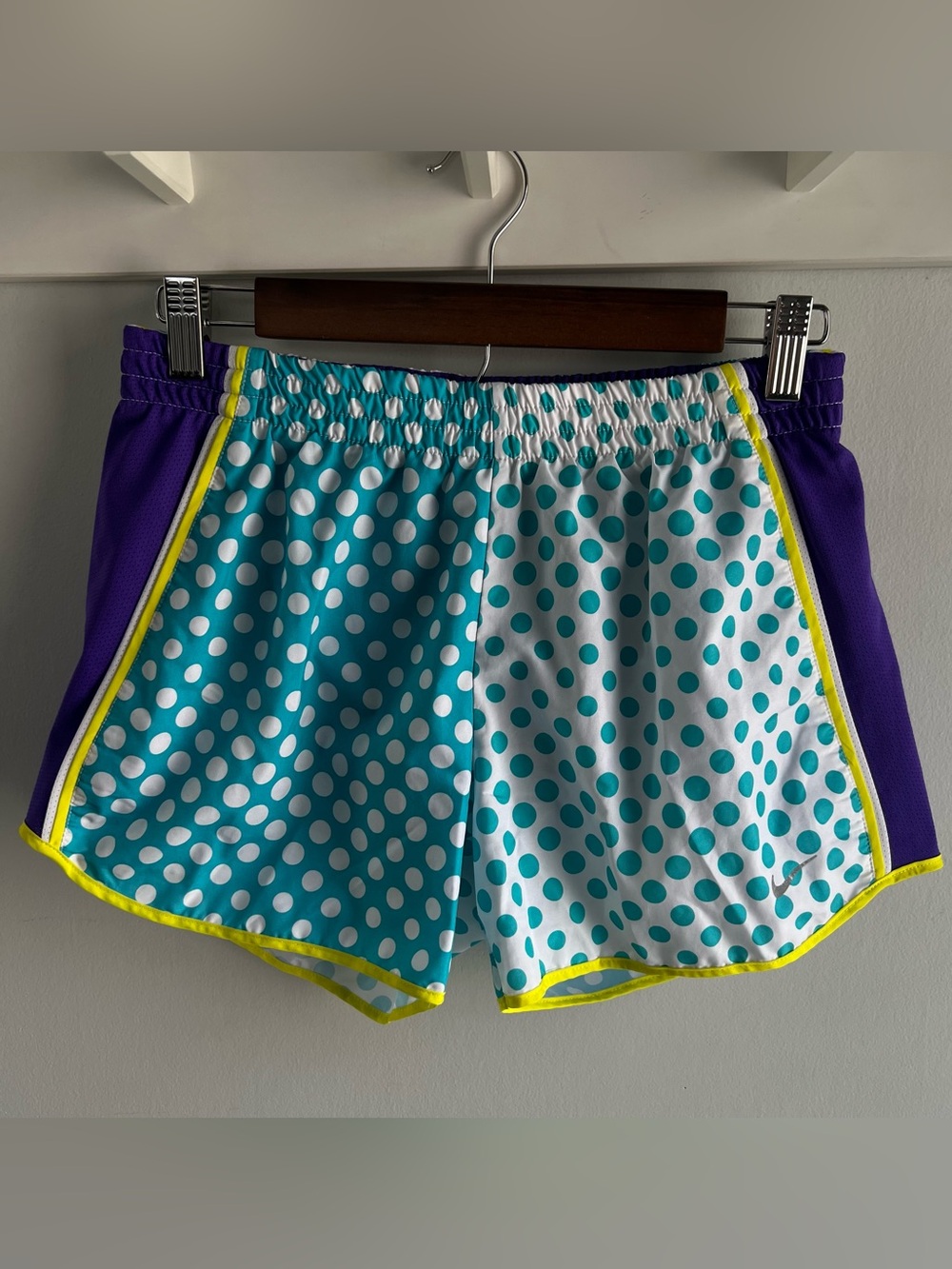 Nike Dri-FIT Women’s S Small Blue Polka Dot Lined Gym Running Workout Shorts